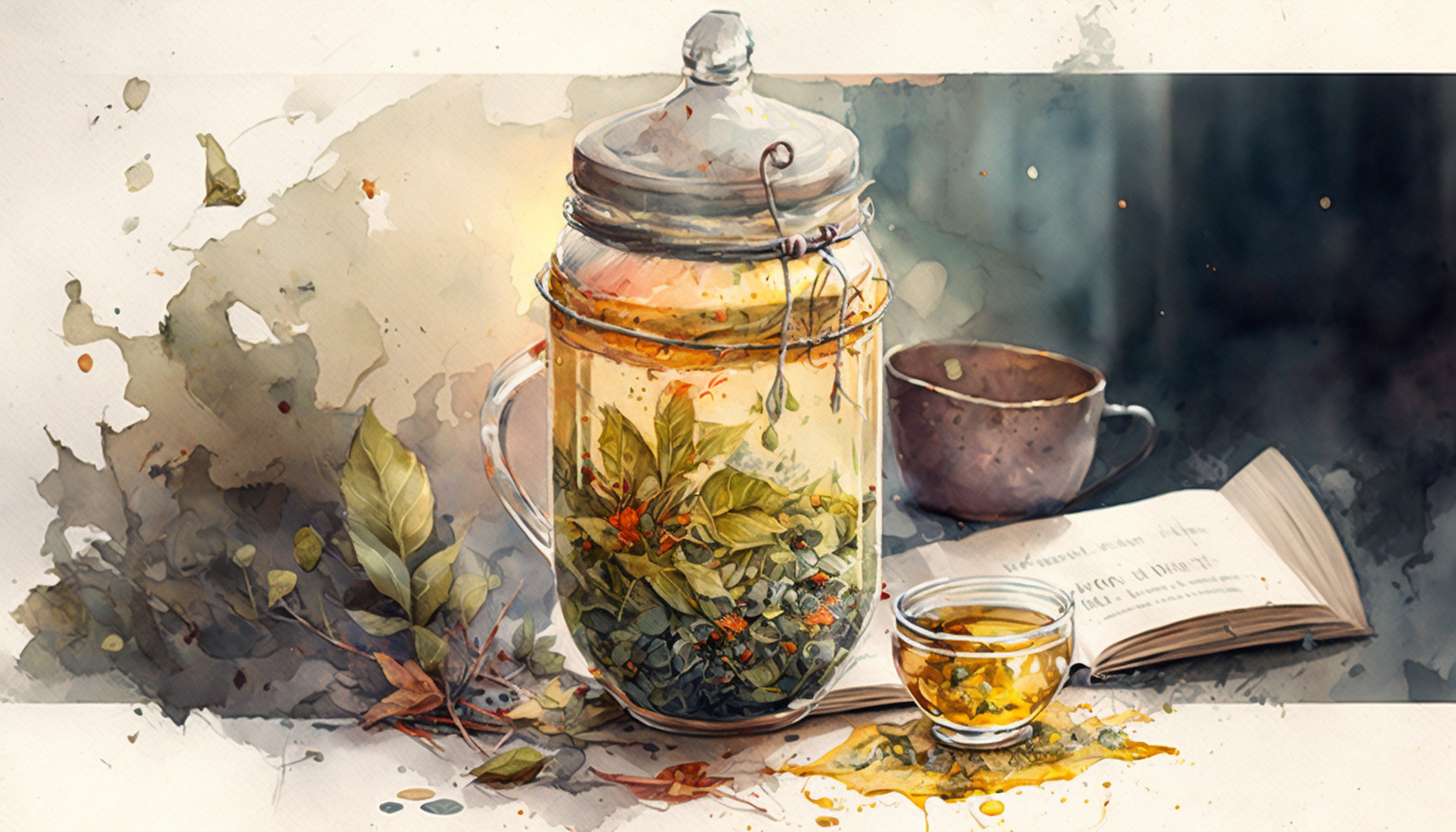 Jan Kutschera tea infusion watercolor detailed ultra wide angle 24ded7e2 24ae 45c1 9743 5570fed99b66